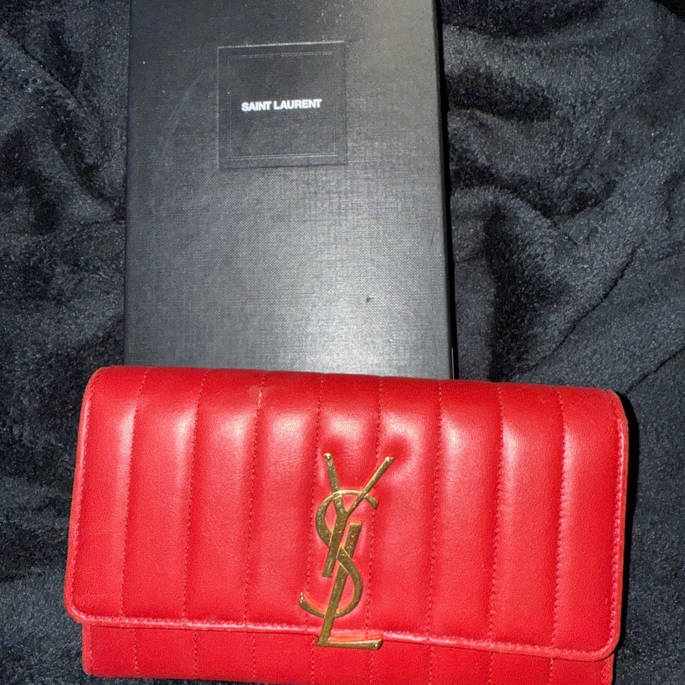 Saint Laurent Scarlet Quilted Wallet